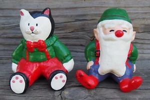 2 Dept 56 Year Round Elf & Cat Mache Figures Shelf sitters Ornaments Decorations - Picture 1 of 7