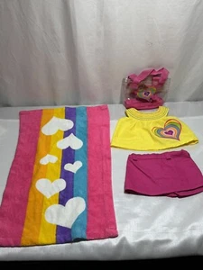 Costruisci un orso vestiti lotto di 4 gialli tank cuori rosa skort borsa asciugamani mare - Foto 1 di 10