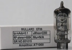 EF86 Mullard "O" Getter Made in Gt.Britain Amplitrex Tested Qty 1 Pcs - Picture 1 of 11