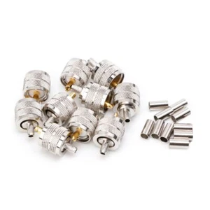 10PCS UHF Male PL259 Plug Crimp RG58/142 LMR195 RG400 Screwed Coupling Connector - Zdjęcie 1 z 8
