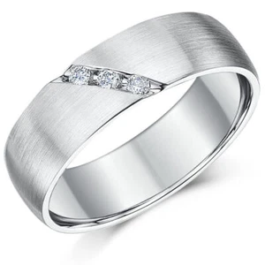 6mm Palladium 950 Diamond Wedding Ring Matt Finish Court Shaped UK Hallmarked - Picture 1 of 4