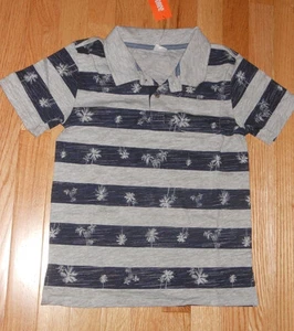 NWT!!! Gymboree Short Sleeved Gray & Navy Palm Trees Polo Shirt Size 12 NEW!!! - Picture 1 of 2