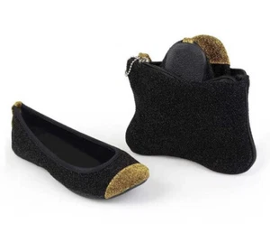 Zapatos Sidekicks Ballet Planos Pantuflas de Viaje Bolso de Transporte Portátil Pequeño 5-6.5 Negro - Imagen 1 de 5