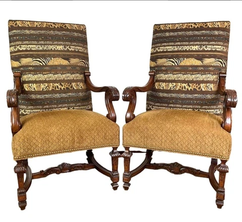 Pair of Ornately Carved Chairs Cover