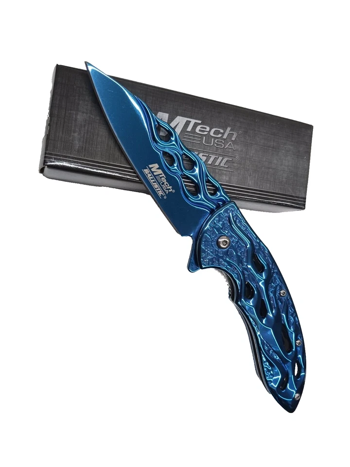 Cuchillo MTECHUSA 8.00" Total Acero Inoxidable Asistido por Resorte DropPoint MT-A822BL Foto 1 de 4