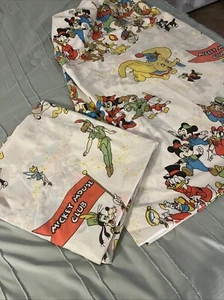 VINTAGE WALT DISNEY MICKEY MOUSE CLUB TWIN SIZE SHEET SET Peter Pan Bambi 1970's - Picture 1 of 4