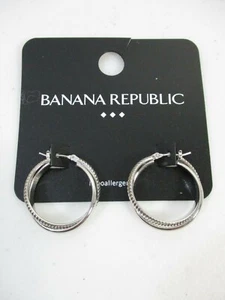 Banana Republic Women's Silver twisted Hoop Earrings NWT 38 - Picture 1 of 7