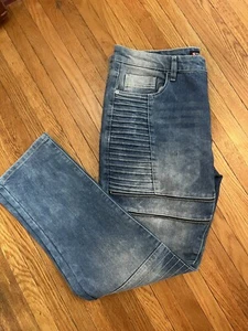 Southpole  Distressed Y2K Skater Jeans Blue Skinny 36x30 Zipper Accents - Picture 1 of 9