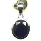 Heated 7 x 9 mm. Blue Sapphire Pendant 925 Sterling Silver White Gold