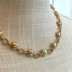 VTG Napier Signed Gold Tone Chain Link Necklace - Picture 1 of 8