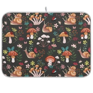 Mushroom Snail Dish Drying Mat Absorbent Kitchen Pad Quick Dry 16"x18" - Picture 1 of 7