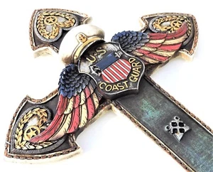 US Coast Guard Angel Wings Cross New 14x 8 1/2 Inches Polyresin - Picture 1 of 4