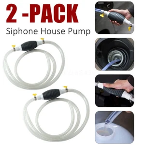 2X Siphon Pump Gas Transfer Gasoline Siphone Hose Oil Water Fuel Transfer Hand - Picture 1 of 11