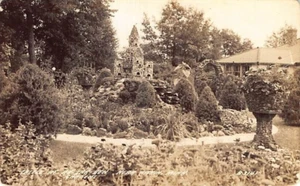 Postal MN: Castillo RPPC, Ak-Sar-Ben Gardens, Aitkin, Minnesota, foto en blanco y negro - Imagen 1 de 2