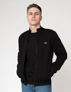 LACOSTE UOMO FELPA FULLZIP COTONE FELPATO art. SH9622 - NERO e BLU - Picture 1 of 18