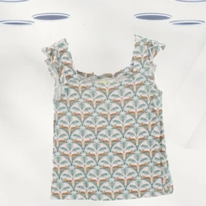 Ex Fat Face Women's Frill Sleeve Leopard Print Summer Top in Green - Picture 1 of 2