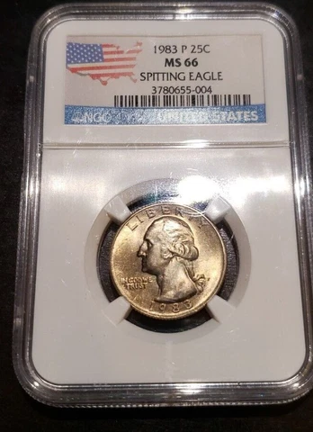 1983 P Washington Quarter - NGC MS-66 - SPITTING EAGLE - Variety Cover