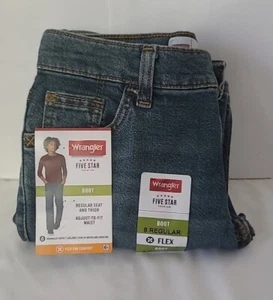 Wrangler Boys Jeans Five Star Premium Boot Flex Size 8 Regular - Picture 1 of 5