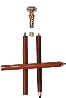 Perilla de Latón Estilo Exclusivo Bastón de Madera Mango Diseñador Bastón Regalo Foto 1 de 4