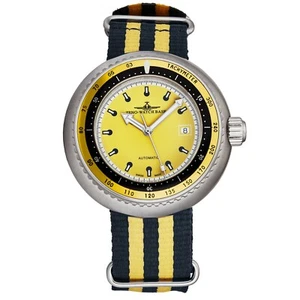 Reloj automático Zeno para hombre buzo esfera amarilla a rayas correa de tela 500-2824-I9 - Imagen 1 de 3