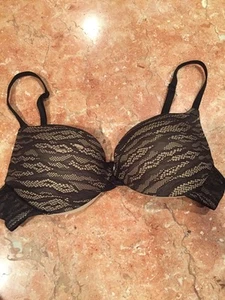 Women's Black & Beige Padded Push Up Bra 34B - Picture 1 of 12