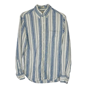 J.Crew Camicia Uomo XS Slim Fit Blu Righe Irlandese 100% Lino Baird McNutt Casual - Foto 1 di 13