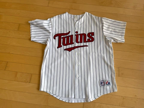 Johan Santana #57 Minnesota Twins White Pinstripe Stitched Majestic Jersey SZ XL Cover