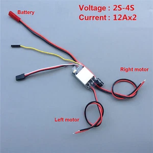 2 Channel 2S-4S 10AX2 Brushed ESC Speed Controller Für Aircraft Boat RC Auto - Bild 1 von 10