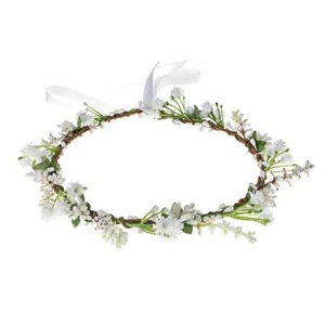 Flower Crown Floral Headband Baby Breath Crown Flower Girl Headpiece - Picture 1 of 5