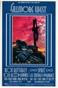 IRON BUTTERFLY SPIRIT Fillmore West Handbill (24 de junio de 1969) Lee Michaels - Imagen 1 de 2
