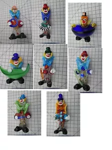 Each Sold Seperate - Vintage Murano Hand Blown Art Glass Tall Clown Figurines - Picture 1 of 26