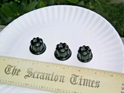 3 Ex.Original Black Helmet Shaped Knobs-For Push On 1/4 inch split Shaft - Image 1 of 4