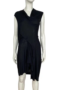 RICK OWENS Vicious Draped Stretch Jersey Dress Black Size 38 IT / 6 AU / 4 US - Bild 1 von 20