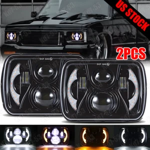 For Chevy S10 Pickup 1982-1993 Pair 5x7" 7x6 LED Headlights Halo DRL Hi/Lo Beam - Picture 1 of 9