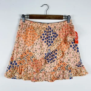 Wonder Nation Size XL 14 16 Girls Floral Faux Wrap Skirt Orange - Picture 1 of 3