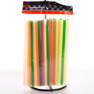 Thick Smoothie & Shake Neon 8" Disposable Plastic Straws, Assorted, 50 Pack - Picture 1 of 2