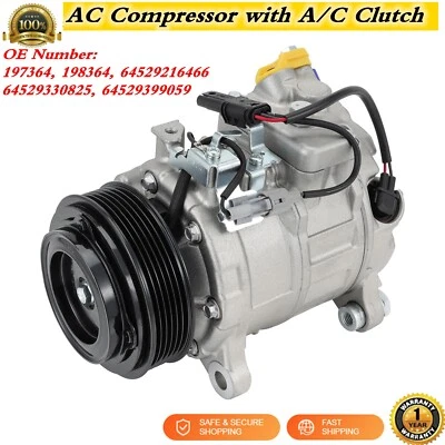 AC Compressor w/ Clutch For BMW 228i 328i 428i 528i 535i 2.0L 3.0L 2012-2018 New Foto 1 de 4