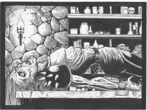 Original RPG Art by Fred "Phred" Rawles Warrior Zombie Corpse on Laboratory Slab - Picture 1 of 1