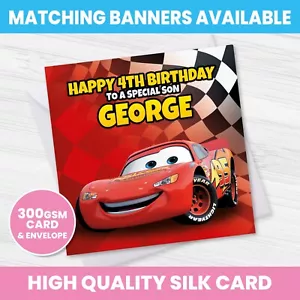 PERSONALISED DISNEY CARS BIRTHDAY CARD ANY NAME AGE RELATION OCCASION - Picture 1 of 2