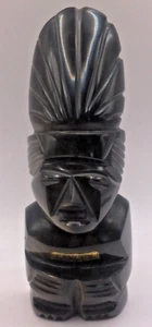 Handgefertigte Azteken/Maya Skulptur, schwarzer Obsidian, Cancun, Mid Century Souvenir - Bild 1 von 3