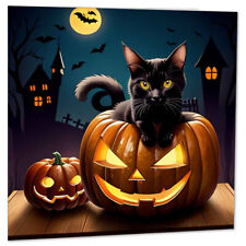 Dynia Czarny Kot Kartka Halloween 145 x 145mm