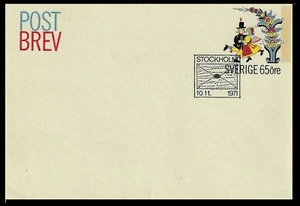 Cubierta de Estampillas Sweden Post Brev Ilustrada SIN USAR, Estocolmo, 1971 (BI#BX30) - Imagen 1 de 1