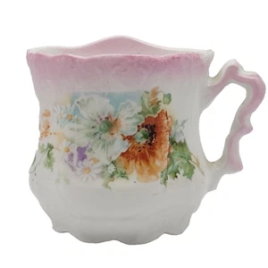 Early 20th Century Porcelain Floral Shaving Mug Moustache Cup Fancy Handle - Picture 1 of 22