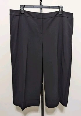 Lane Bryant Plus Black Crop Capri Lena Pants Cuff Wide Leg Culottes Gaucho Sz 22 - Image 1 of 4