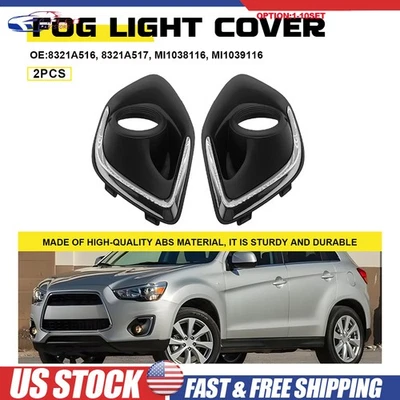 LH+RH Bumper Fog Light Cover Chrome Bezel For 2013-15 Mitsubishi Outlander 2-20X - Image 1 of 4