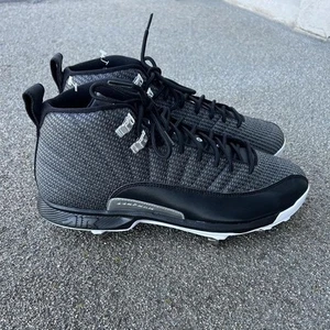 Jordan 12 Retro MCS Black Metallic Silver SAMPLE Size 9 Metal Cleats 854567-010 - Picture 1 of 8