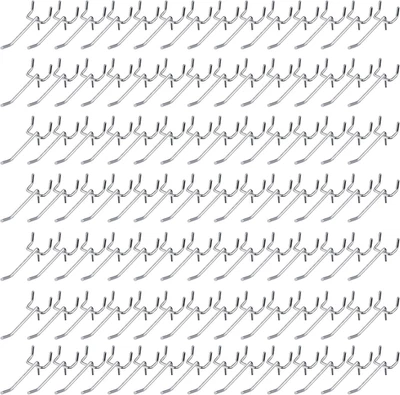 100 Pack Peg Board Hooks Stainless Steel Pegboard Hooks Shelving Display Hanging - Image 1 of 4