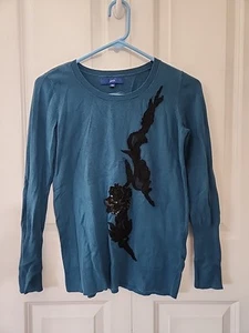APT.9 Women's Long-Sleeve Pullover Shirt Small Dark Green& Blue - Picture 1 of 10