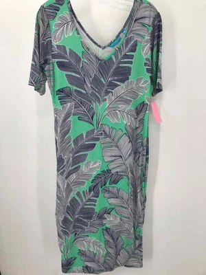 Pre-Owned Tori Richards Green Size Medium Midi Short Sleeve Dress - Image 1 of 3