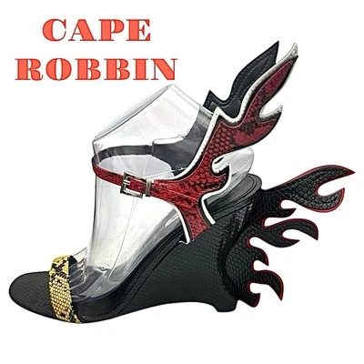 Bonecas Kill Cape Robbin Vermelho e Amarelo Hell Flame Salto Cunha Tamanho 10 M Patente - Imagem 1 de 4